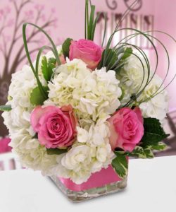 Hydrangea and Pink Roses