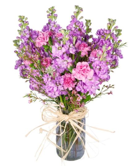 Introducing our newly updated Spring Passions floral design. Simple beauty designed into a clear country mason jar!