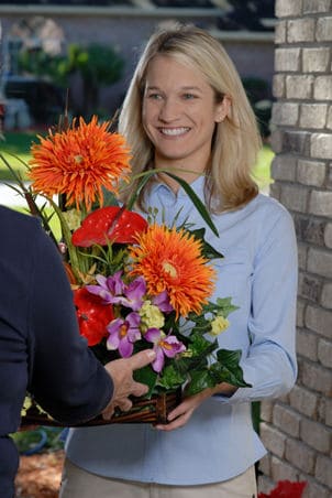 woman delivering flowers