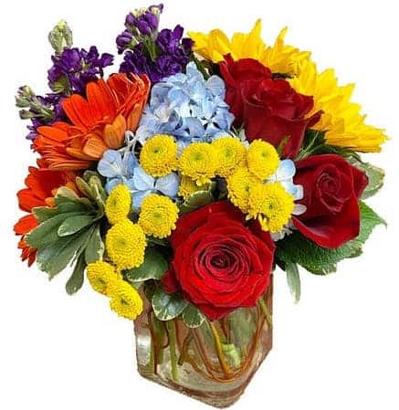 These Bold 'N Beautiful colors of spring are a lively addition to any space! A unique arrangement combines Lilies, Roses and Gerberas. A top seller all year long.